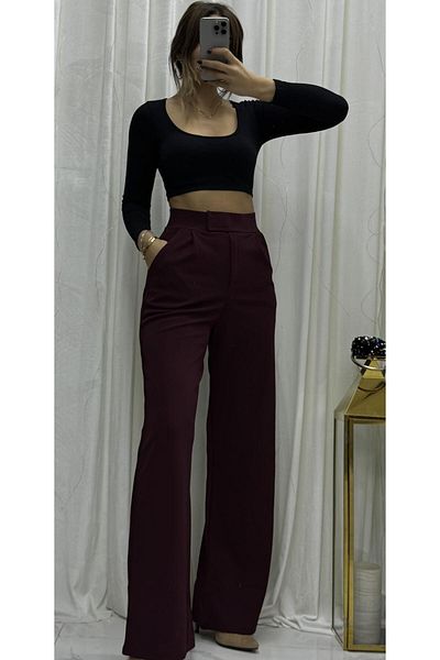 Daves Burgundy Palazzo Trousers - Lycra and Velcro