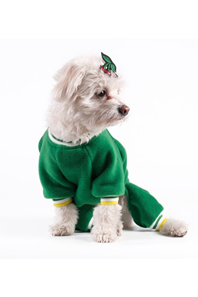 Peti Tailor Köpek Kıyafeti Polar Tulum Green Color Cherry
