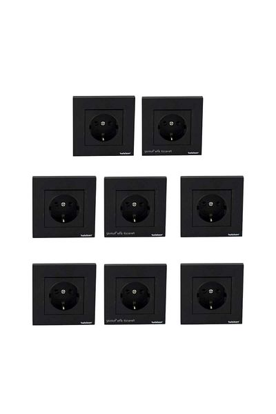 Netelsan Byobu Black Grounded Socket Framed 8 Pieces