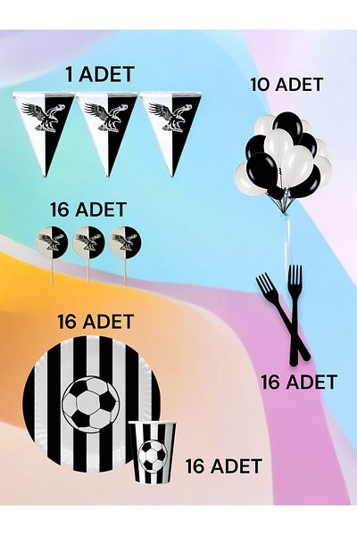 VibeHome Πακέτο 16 Personality Black White Fan M - Πάρτι γενεθλίων και διασκεδαστικές εκδηλώσεις