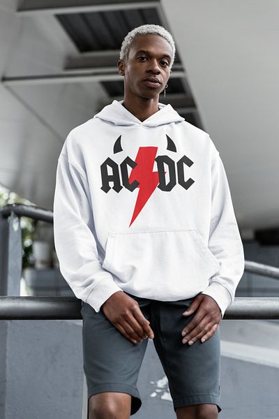 SEVBANO Ac Dc Written Unisex Oversize Music Band Hoodie