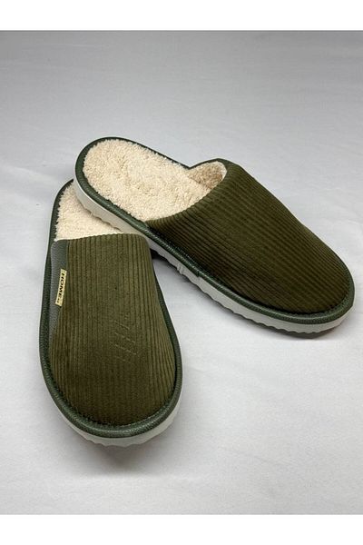 Special Action Unisex Velvet Leather Detailed Eva Non-Slip Sole Comfortable Lightweight Indoor Slippers