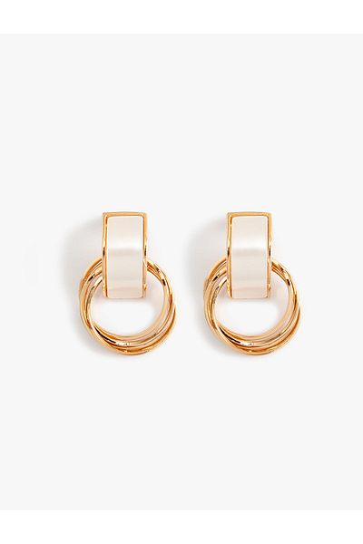 Koton Geometric Earrings Natural Texture