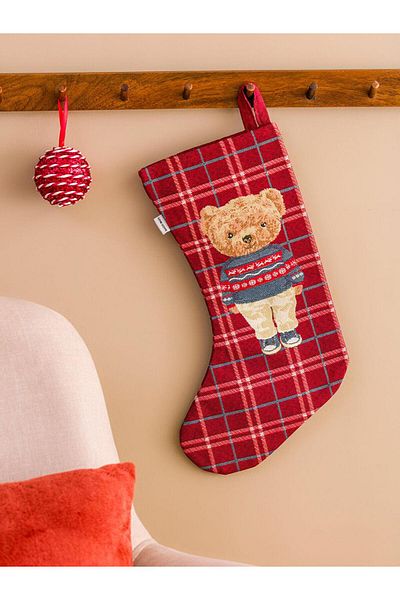 LC Waikiki LCW HOME Ornament de Crăciun șosete brodate cu ursuleț
