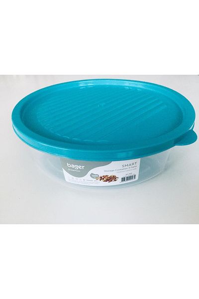 Bager Plastik Smart 3 Compartment Round Storage Container Breakfast - Snack Bowl 1200 ml / Turquoise