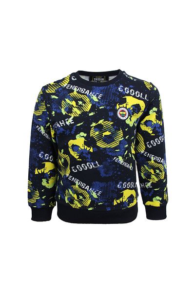 Fenerium Dětská mikina Fenerbahçe Navy Blue Žlutá Grandstand Goal Pattern