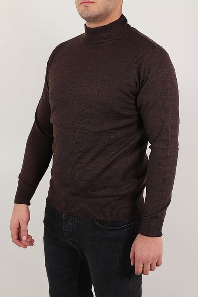 Ofzensport Men's Bitter Brown Slim Fit High Top Cotton Knitwear Sweater