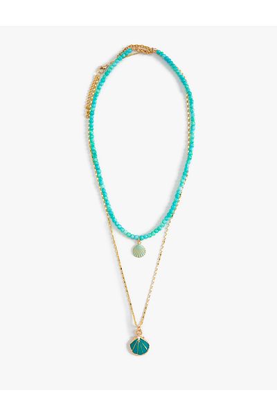 Koton Seashell Patterned 2-Piece Beaded Chain Necklace Set