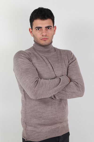 Ofzensport Men's Mink Slim Fit High-Top Cotton Knitwear Sweater
