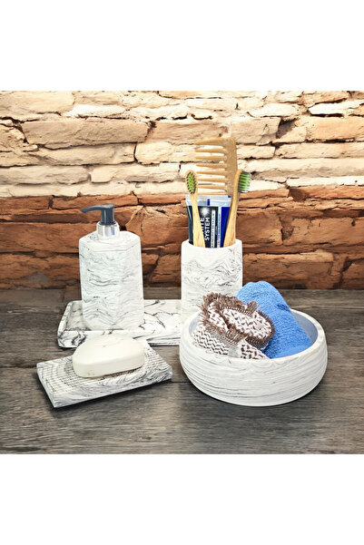 Chiko Mall Set de accesorii pentru baie proiectat cu suprafețe din beton insp...