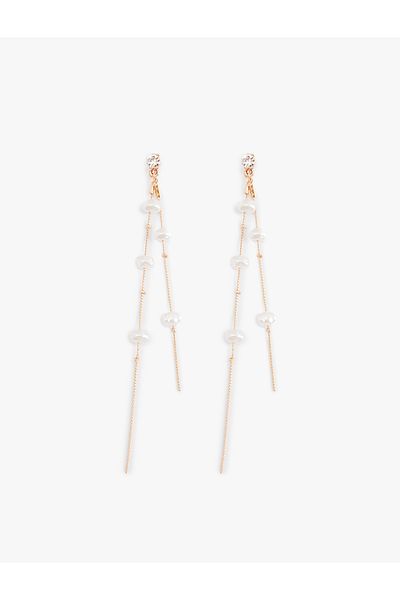 Koton Chain Pearl Earrings - Dangle Design