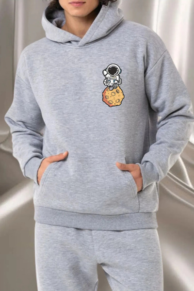 FECCY Hanorac oversize din bumbac cu imprimeu astronaut