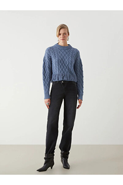 LC Waikiki LCW Vision Bisiklet Yaka Kendinden Desenli Kadın Triko Kazak