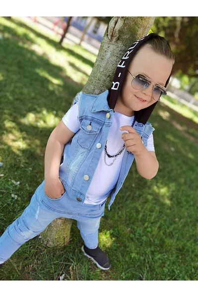 muzur kids Комбинация от 3 части жилетка/панталон/тениска с качулка за момче