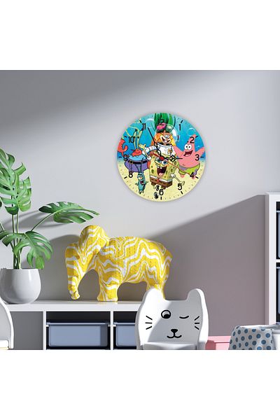 HET Concept Baby Kids Room Tutorial Silent Flowing 28cm Wall Clock Uv Print Clock Colorful and Fun Decor