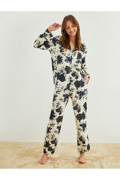 Koton Gemusterte Pyjamahose mit elastischem Bund