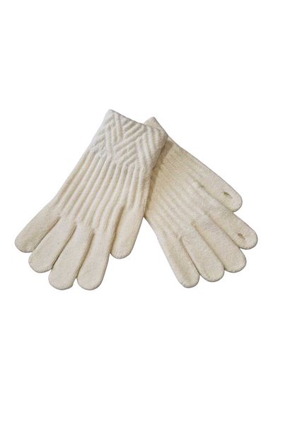 Betülce Double Layer Luxury Quality Two Stripes Patterned Unisex Knitting Gloves