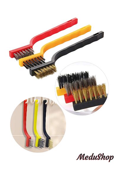 MEDUSHOP 3-Piece Cleaning Brush - Oven, Sink, Aspirator, Stove, with Faucet Edge / Copper Nylon Wire