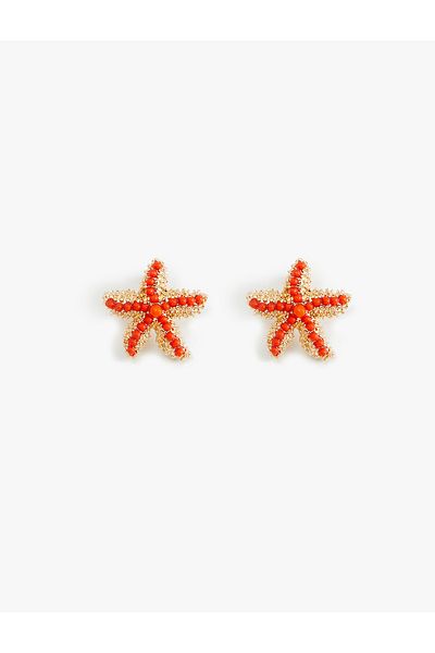 Koton Beaded Sea Star Steel Earrings