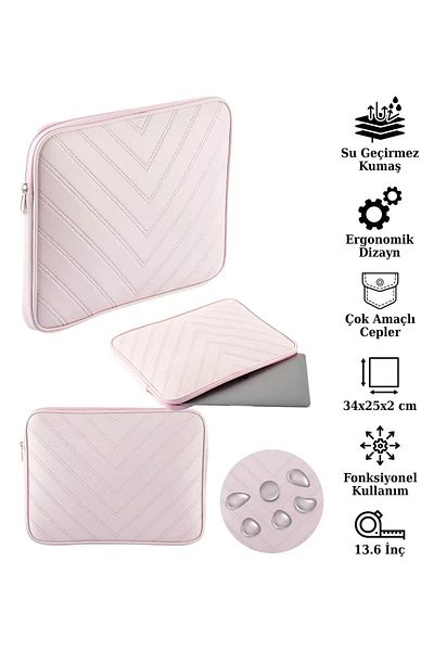 NS reliable Чанта за лаптоп Macbook от изкуствена кожа 13"-13.6" инча - 800-обикновена, светло розова