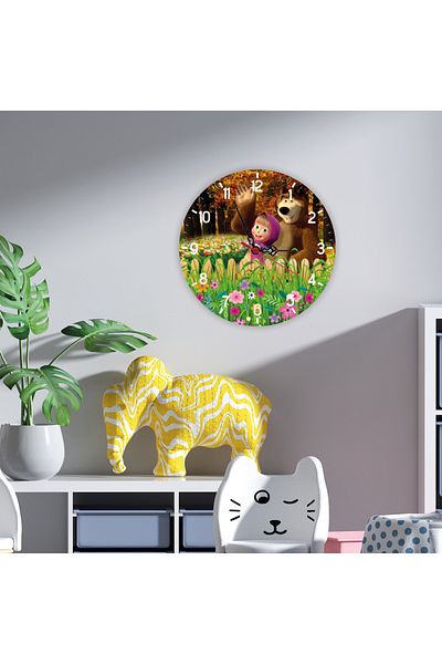 HET Concept Baby Kids Room Tutorial Silent Flowing 28cm Wall Clock Uv Print Clock Colorful and Fun Decor