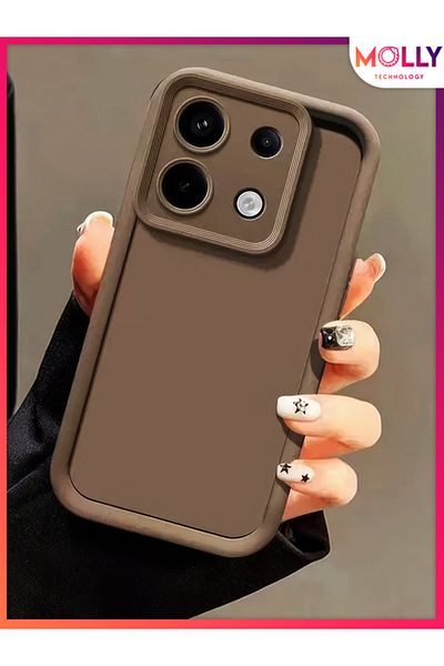 Molly جراب سيليكون سميك بحواف بنية اللون لهاتف Xiaomi Redmi Note 13 PRO 4G