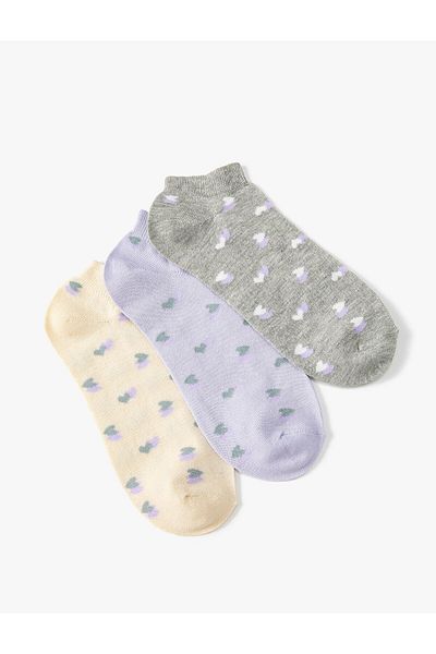 Koton Set de 3 șosete papuci cu inimă multicolor