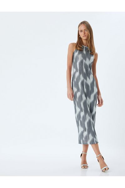 Koton Color Transition Slim Fit Halter Neck Μακρύ Μολύβι Φόρεμα - Αμάνικο