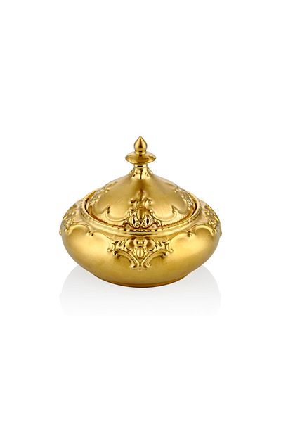 Cemile 14cm Wide Polyester Gold Sugar Bowl and Turkish Delight Bowl Set