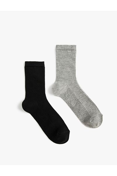 Koton Multicolored Textured Basic 2-Piece Socks Set
