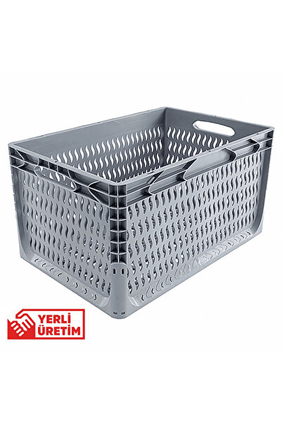 ALPBX 1.Kalite Delikli Gri Plastik Kasa 60x40x32 cm - Kokusuz Sağlam Plastik ...
