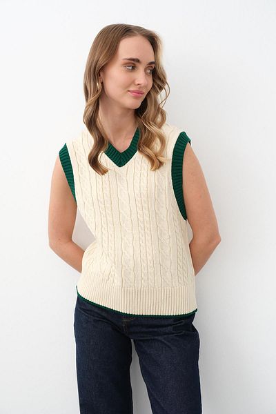Qutu Butik 10691 V-Neck Sac Stripes Trick Suveter