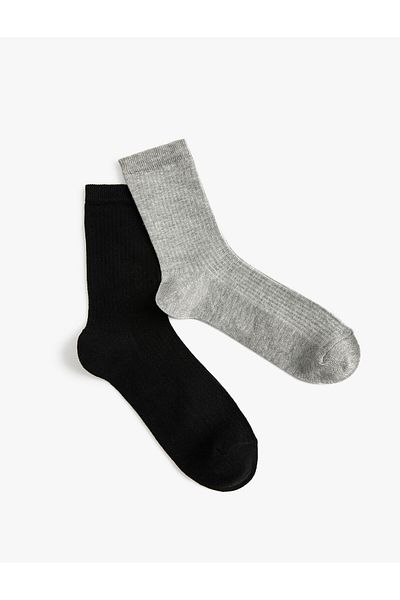 Koton Multicolored Textured Basic 2-Piece Socks Set