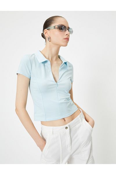 Koton Tricou polo cu fermoar cu mânecă scurtă, slim fit