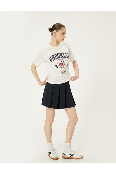 Koton College T-Shirt Printed Short Sleeve Crew Neck Cotton Comfortable Fit