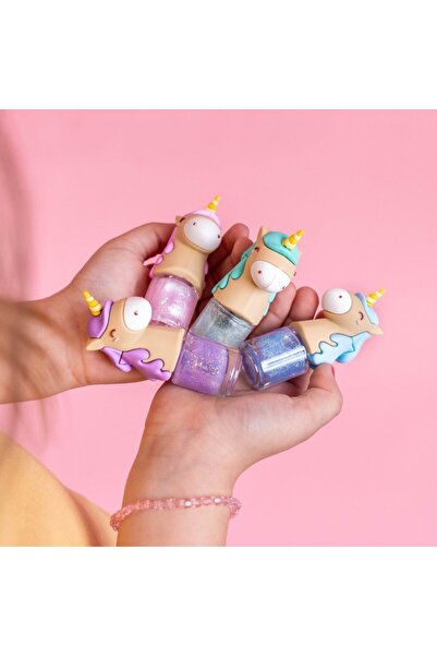 Martinelia Unicorn Kız Çocuk Unicorn Figürlü Pırıltılı Mavi Su Bazlı Oje