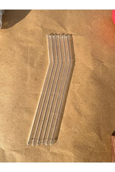 DDHANDMADE 7 Mm Curved 20 Cm Length 6-piece Glass Straw - Borosilicate Party and Hobby