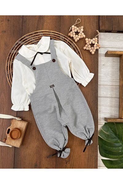 Kids Kingdom Men's Baby Collar Shirt - Gingham Leg, Salopet Jumpsuit, Cg 892195