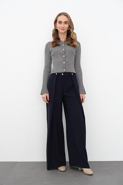 Qutu Butik 60246 Bicycle Collar Knitted Ispanyol Sleeve Knitted Cardigan