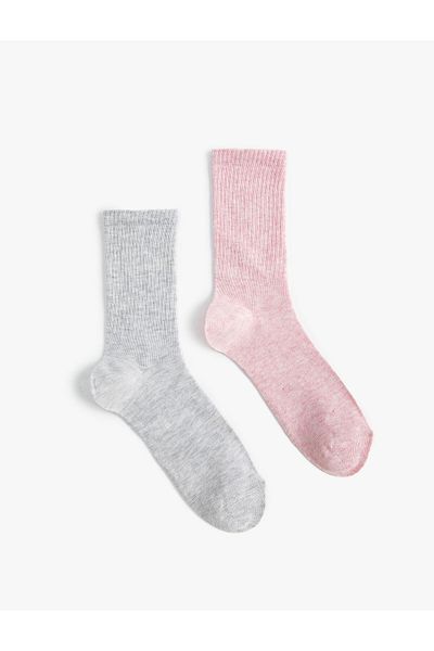 Koton Basic 2-Piece Socks Set Multicolored Textured