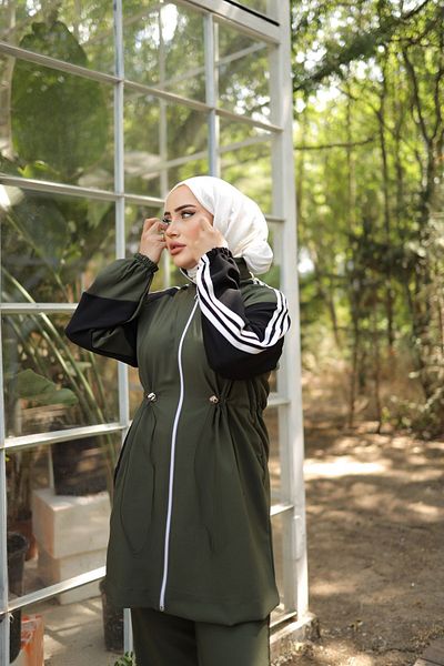 MİMİ Luxury Wear Σετ Φούτερ Hijab με φερμουάρ - Σετ των δύο
