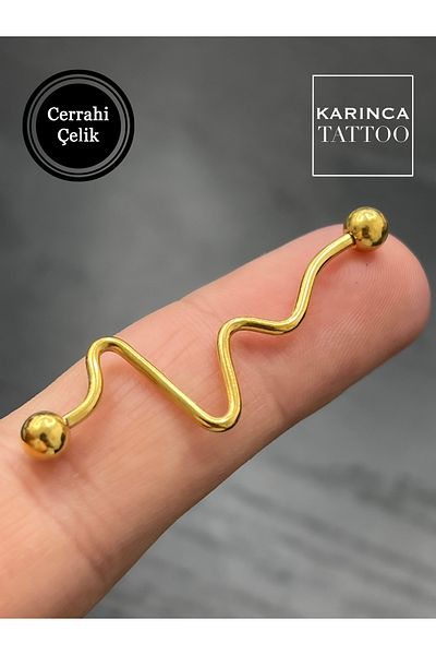 Karınca Piercing Heart Rhythm Zigzag Ear Industrial Bridge Piercing (Ant Tattoo)