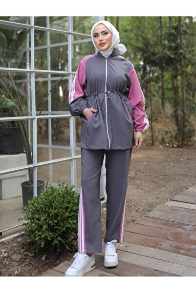 MİMİ Luxury Wear Zippered Hijab Tracksuit Set - Set of Two