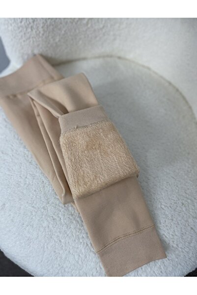 Myrum butik Krem Peluşlu İç Tayt