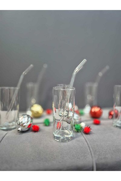 Lider MAGNESİA Magnesia Glass Inclined Straw Transparent 12 Pcs 20cm