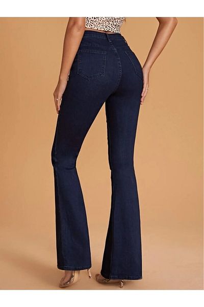 LİMABEL Cadiz Dark Blue Spanish Leg Jeans Women's Extra High Waist Jeans