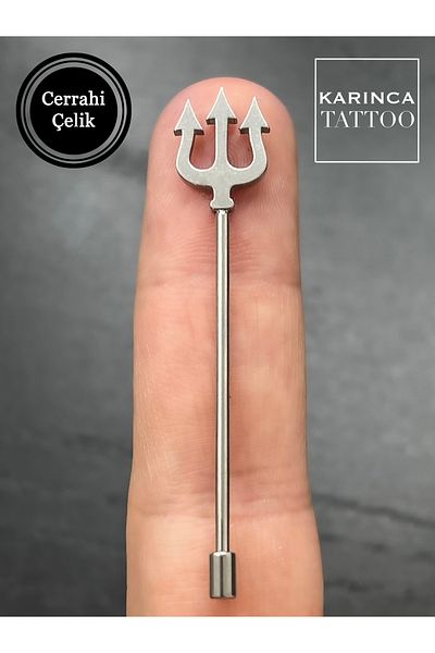 Karınca Piercing Poseidon Spear Ear Industrial Bridge Piercing (Ant Tattoo)