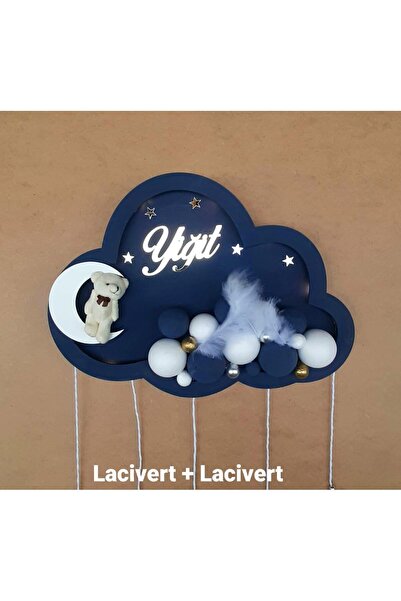 CNGZSHOP Kişiye Özel İsim Yazılı El Işi Led Işıklı Bulut Tasarımlı Bebek Odas...