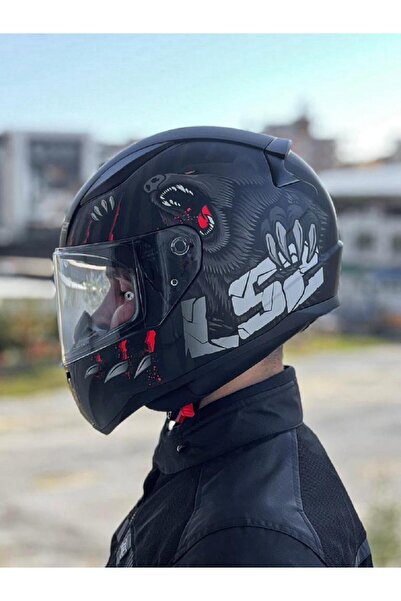 LS2 Rapid 2 Clawn Mat Siyah Gri Kırmızı Kask