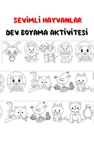 Parti Tasarla Cute Animals 1 Themed - 2.5 and 5 Meter Coloring Paper